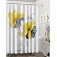 Afuly 72x72 inch Yellow Floral Shower Curtain Set, Grey Fabric, Boho ...