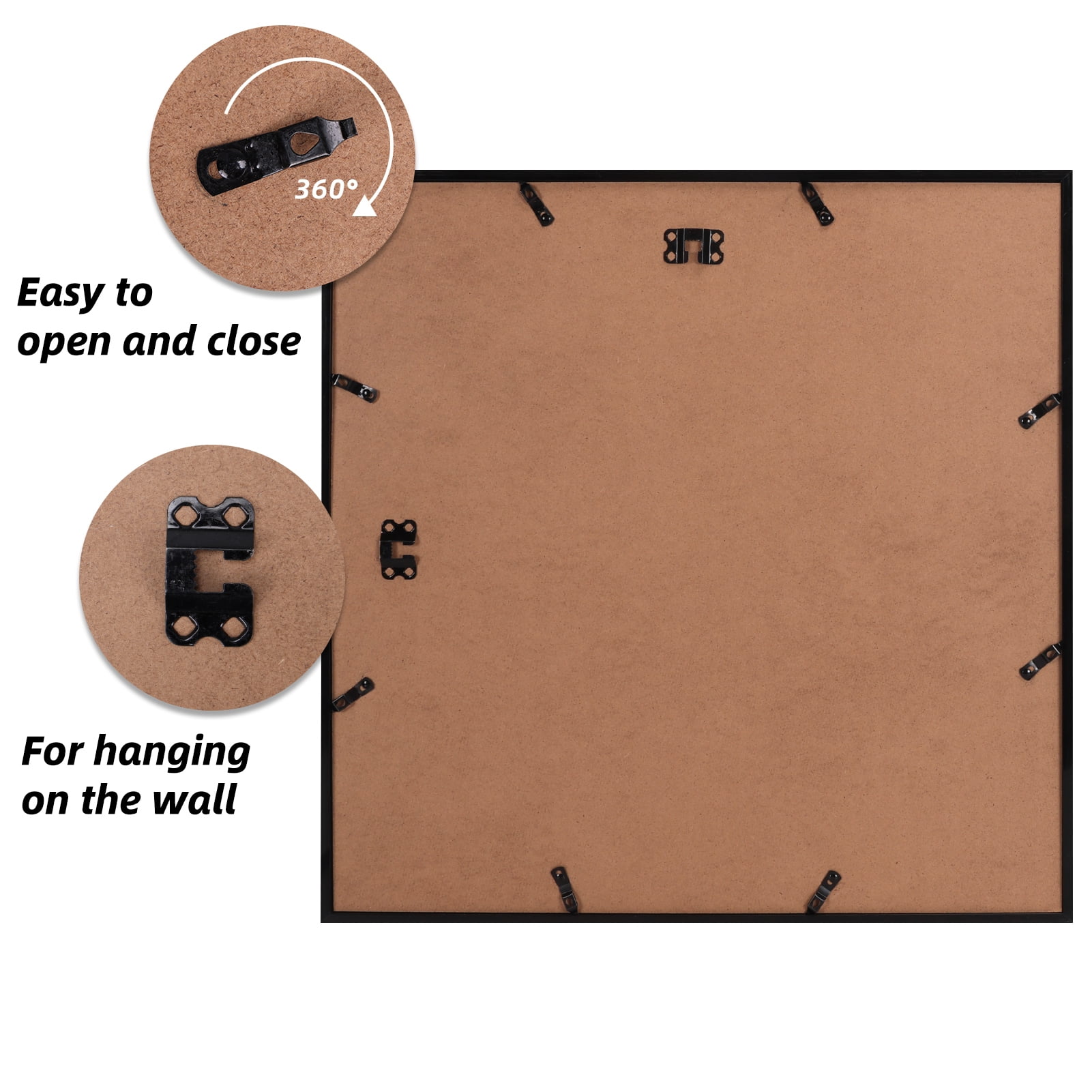 14x14 Black Picture Frame, 1 Pack - 18x18 without Mat / 14x14 with Mat