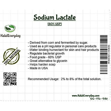 Sodium Lactate - For broad spectrum preservatives -4oz - used in cosmetic to increase stability in bacterial growth. Used as pH regulator- Helps reduce the moisture