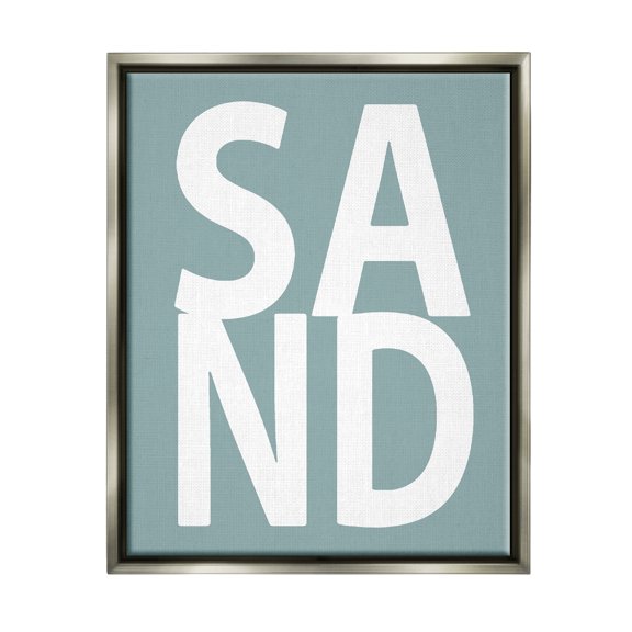 Stupell Sand Phrase Summertime Beach Landscape Painting Gray Floater Framed Art Print Wall Art
