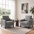 thumbnail image 4 of TLSUNNY Modern Accent Chair Set of 2, Modern Upholstered Chenille Armchairs W/ Removable Cover, Single Sofa for Bedroom/Office/Apartment, Dark Gray, 4 of 9