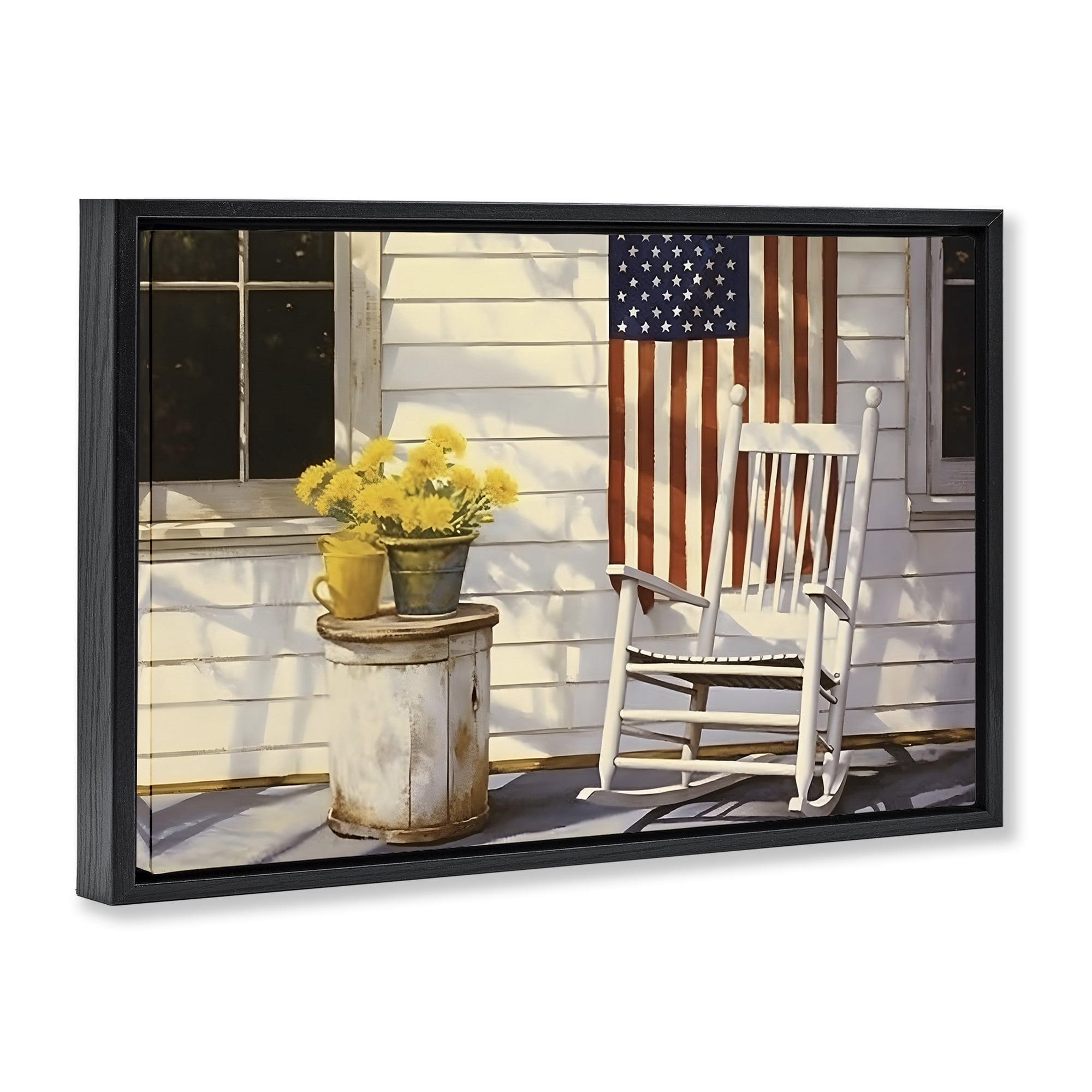 Stupell Industries Americana Deco Scene Travel & Places Painting Black Floater Framed Canvas Art Print Wall Art, 25 x 17