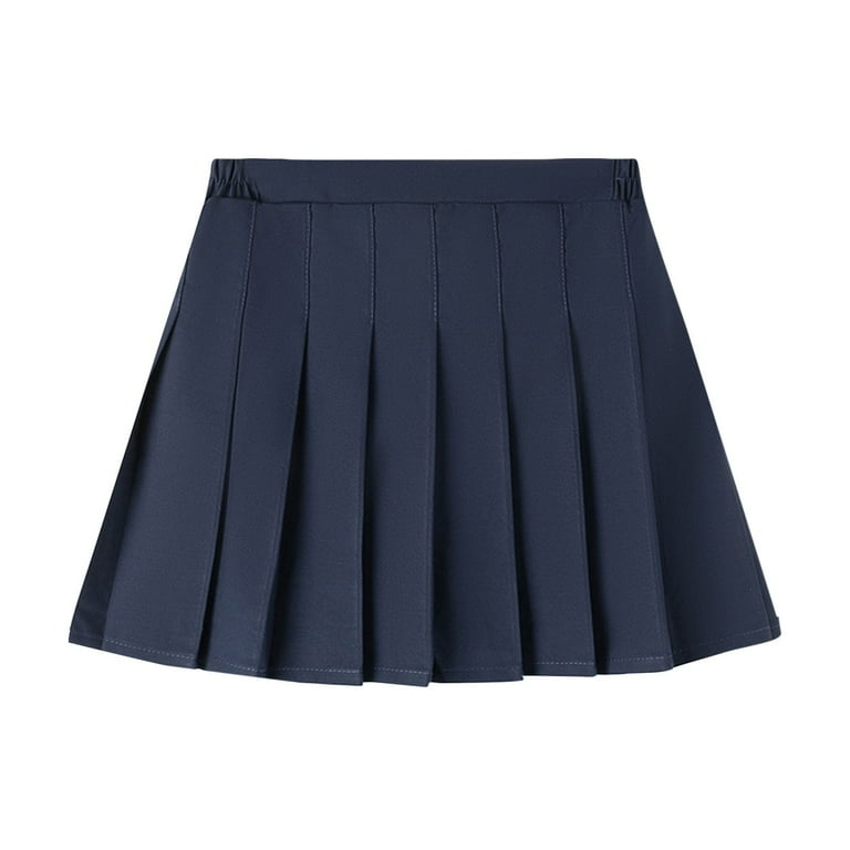 Pleated Skirts for Teens Girls with Lining Cotton Elastic Waisted