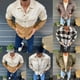 thumbnail image 5 of Mens Lapel Single Breasted Cardigan Coat Retro Plaid Long Sleeve Jacket Shirts, 5 of 8