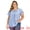 Sky Blue, variant on Women's Plus Floral Tie Neck Blouse with Ruffle Sleeve 1X Black