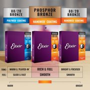 Elixir Strings - Acoustic Phosphor Bronze with NANOWEB Coating - Elixir Acoustic Guitar Strings - Light/Medium .012-.056 16077