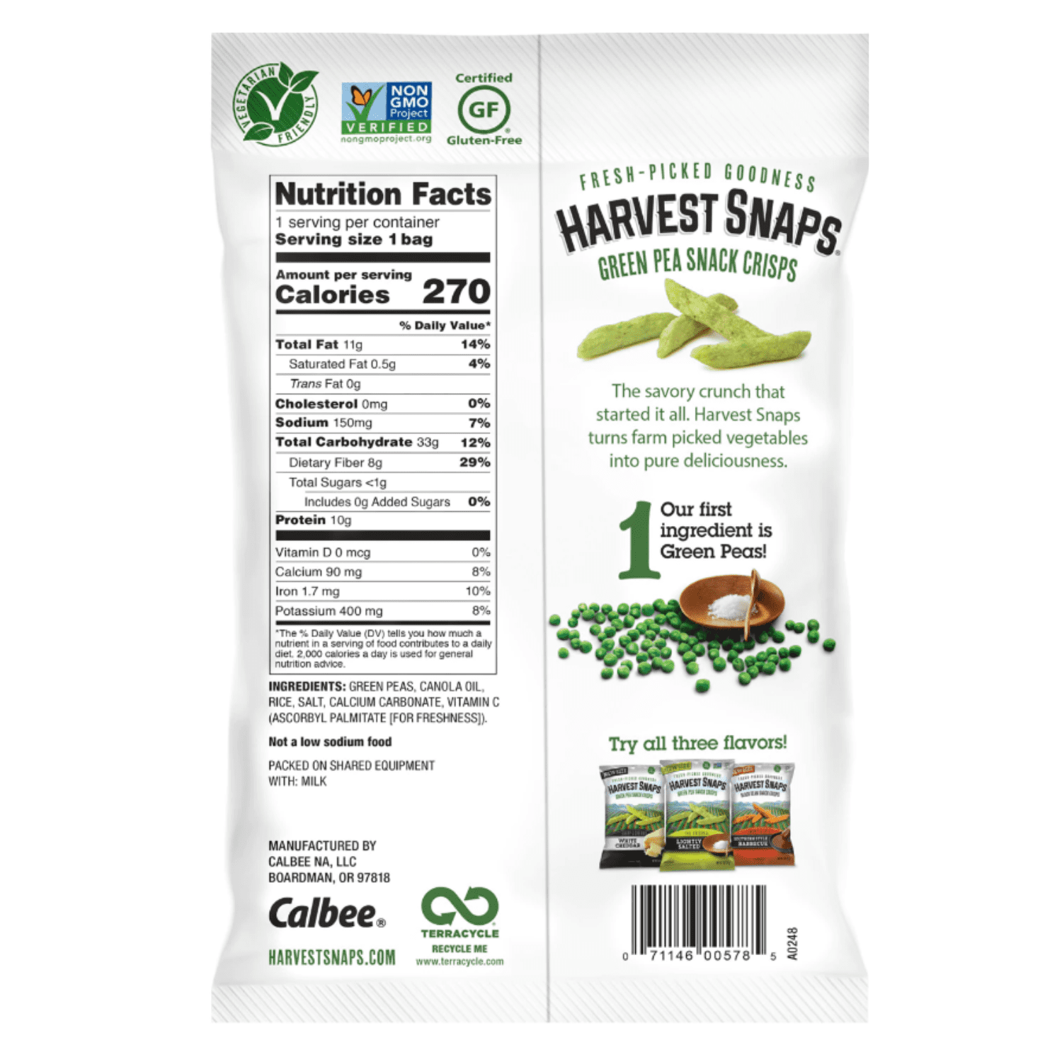 Buy Harvest Snaps Lightly Salted Green Pea Vegetable Snack Crisps, GlutenFree Baked Never Fried