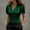 Green v neck satin blouse a1, variant on Women's V Neck Short Sleeve Blouse Ruched Satin Wrap Top Elegant Party Wear Casual Shirt, Rose Gold M