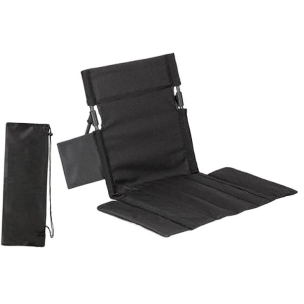 Silla de camping plegable con respaldo para el suelo y bolsa de transporte para exteriores Negro