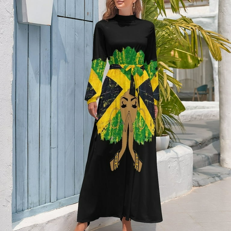 Jamaican Flag Black Woman Melanin Queen Afro Long Dress dress party night dress summer clothes for women - Walmart.com Jamaican Flag Black Woman Melanin Queen Afro Long Dress dress party night dress summer clothes for women - Walmart.com