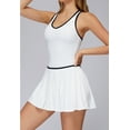 thumbnail image 3 of PISONIC Womens Tennis Golf Dress with Built-in Bra Shorts Racerback Color Block Pleated Hem Athletic Dresses with Pockets, 3 of 7