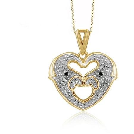 JewelersClub 1/4 Carat T.W. Black and White Diamond Gold over Silver Heart Pendant
