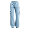thumbnail image 4 of Lopecy-Sta Pants for Women Jogger Cargo Pants Elastic Drawstring Waist Multi Pockets Relaxed Fit Daily Wear Workout Trousers for All Seasons, 4 of 7