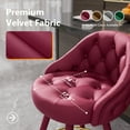 thumbnail image 5 of Ninecer Velvet Swivel Bar Stools Set of 2, 26" Counter Height Tufted Bar Chairs with Low Back, Round Upholstered Seat, Gold Legs, Footrest, 300lbs Capacity for Kitchen Island, Wine Red, 5 of 9