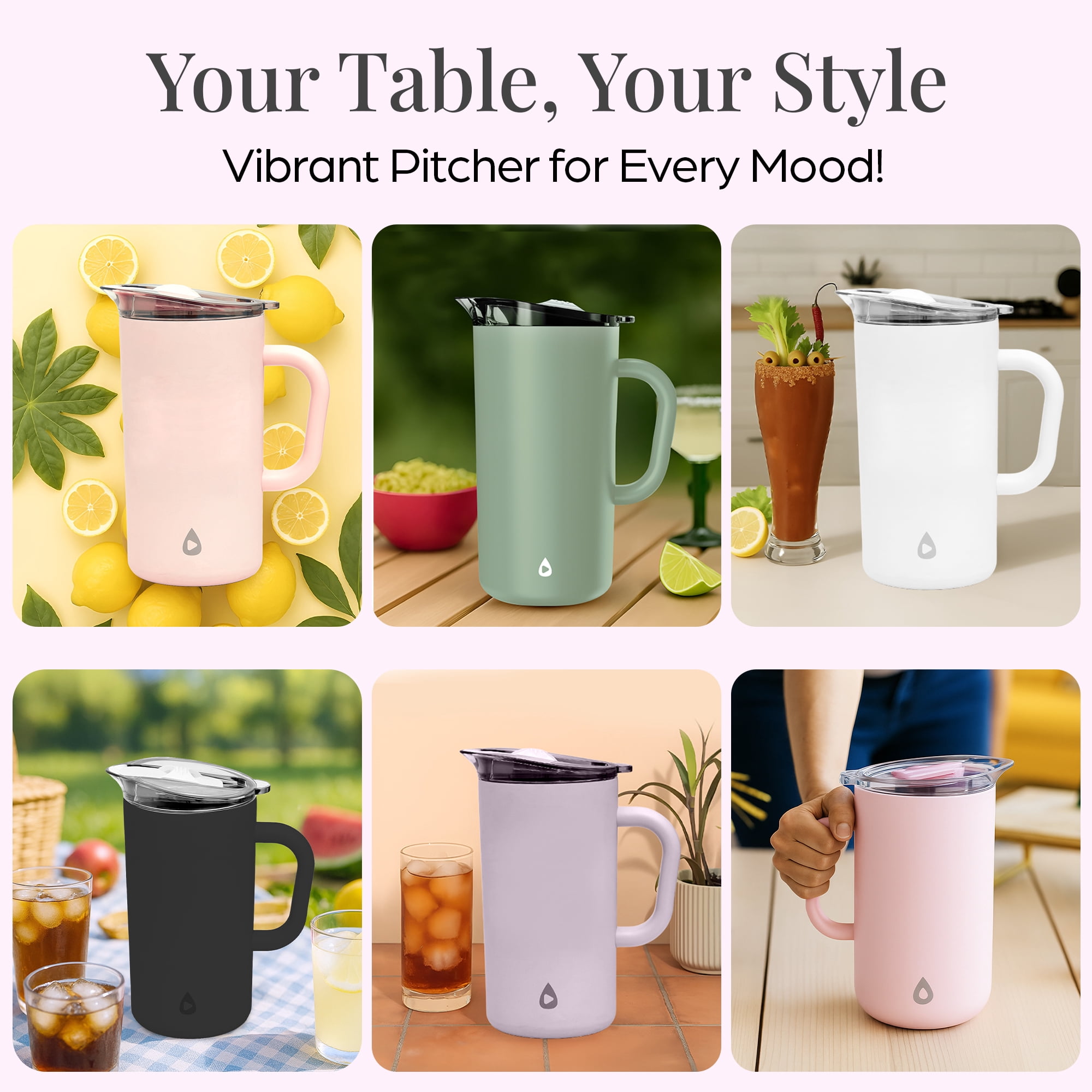 Stainless Steel Insulated Pitcher With Lid - 67oz Double Walled Vacuum Insulated Pitcher For Cold Drinks