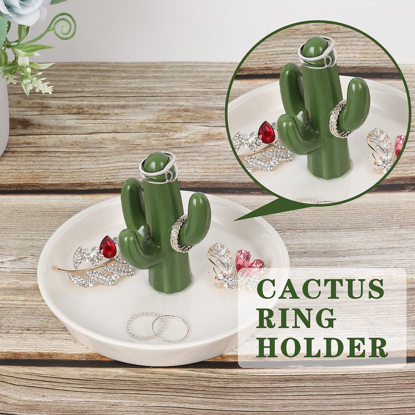 WMXYEYU Cactus Ring Holder Dish for Jewelry Tower Earring Trinket