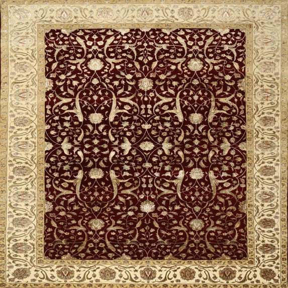 Ahgly Company Indoor Square Traditional Saffron Red Persian Area Rugs, 6' Square
