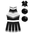 thumbnail image 3 of Sxiwei Women Cheer Leader Costume Cheerleading Uniform Xmas Party Outfits Mini Skirt with Flower Ball Black L, 3 of 5