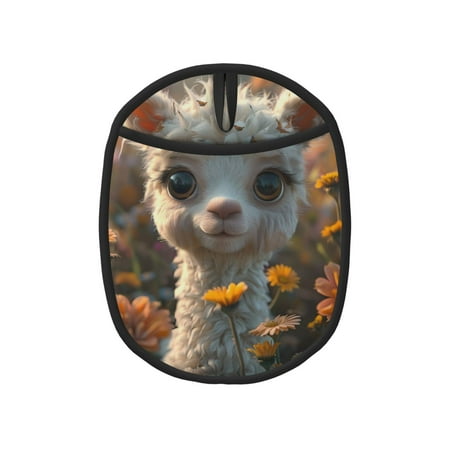 

Pofeuu Adorable Llama In Flowers Print Silicone Pot Mat Mitten With Hanging Loop Heat Resistant Oven Mitts Non-Slip Bbq Baking Smoking Potholders