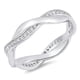 Sterling Silver Criss Cross Knot Wedding Ring With White CZ - .925 Silver Band, Sizes 5-10