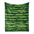 thumbnail image 1 of Bamboo Print Soft Flannel Fleece Throw Blanket, Image of Horizontal Bamboo Tree Stems Style Image of Nature Inspired, Cozy Plush for Indoor and Outdoor Use, 50" x 70", Green, by Ambesonne, 1 of 6