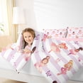 thumbnail image 3 of Castle Fairy Cartoon Ballet Girl Twin Comforter Sets 2pcs,Musical Notes Stripes Bedding Set,Purple,Pink Reversible,1 Comforter and 1 Pillowcase, 3 of 6