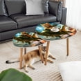 thumbnail image 2 of Set of 2 Triangle End Table Funny Cat Riding Dinosaur Fantasy Set of 2 Side Tables End Tables, Nesting Tables for Living Room, 2 of 5