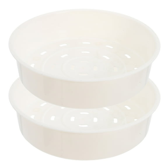 HOMOBABE 2-Pack Steamer Inserts for Rice Cooker, Round White Plastic Steam Basket, 16.9 x 16.9 x 4.5 CM