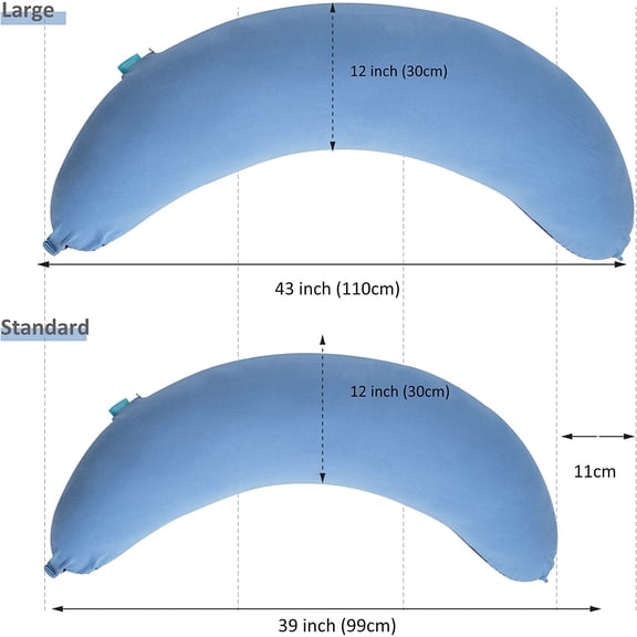 43" Long C Shaped Body Pillow for Adults Men Women, Side Sleeper Pillow for Neck Shoulder Back Pain Relief, Cooling Post Sugery Pillow Pregnancy Pillow, Blue Black Washable Pillowcase (XL)