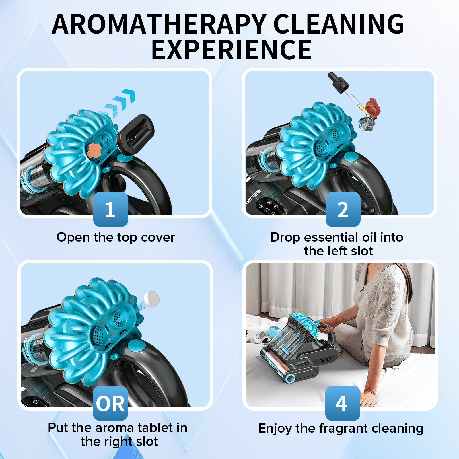 Belife M8 Mattress Vacuum Cleaner, Anti-allergen Bed Vacuum Cleaner with UV & Hot Air & High Heating, 550W 18Kpa Powerful Suction Double-Cup Handheld Vacuum for Bed, Couch, Sofa, Corded