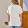 thumbnail image 3 of Inglocry Girls Short Sleeve T Shirts Kids Summer Tops Crewneck Basic Graphic Tees Cute Tops For Teens 5-14 Years White 9-10Y, 3 of 4