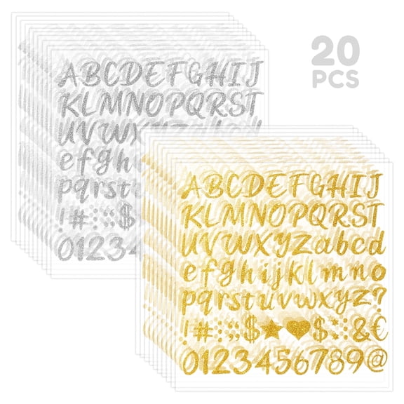Glitter Letter Stickers 20 Sheets 1520 pcs, 1 inch Alphabet Stickers Vinyl for Graduation Cap Scrapbooking Water Bottles DIY Crafts Signs