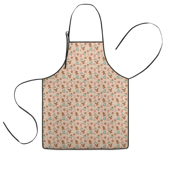 Pink Christmas Gingerbread and Tree Pattern Kids Aprons for Girls and Boys,Adjustable Neck Strap Toddler Aprons for Kids Cooking Baking