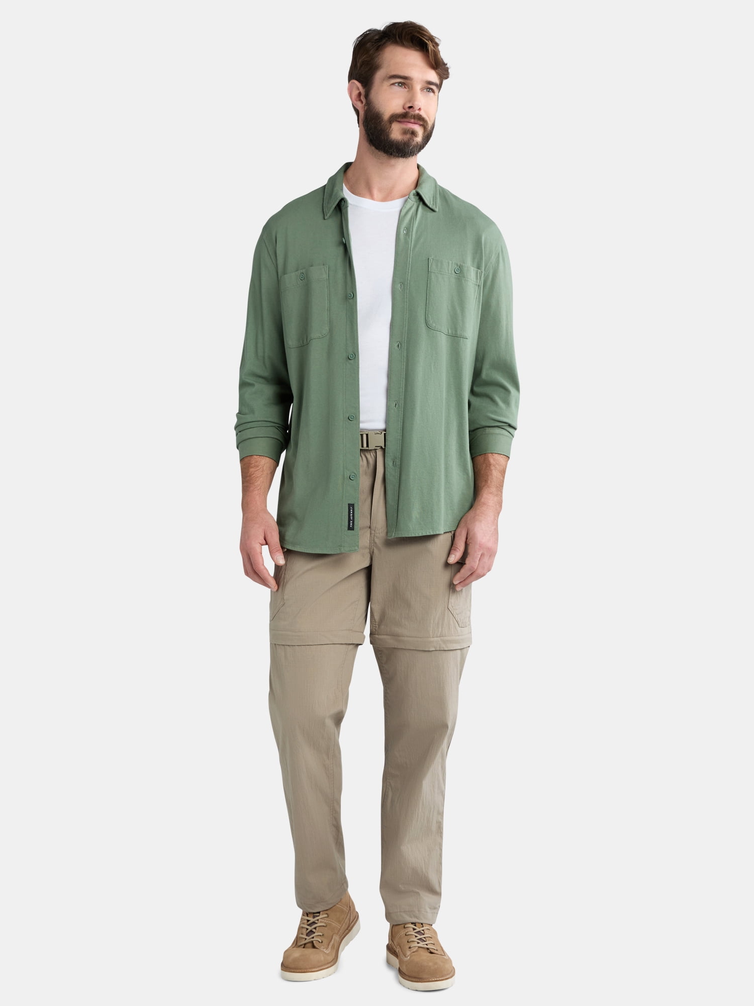 Ozark Trail Men's and Big Men's Zip Off Convertible Cargo Pants, Sizes 30-46