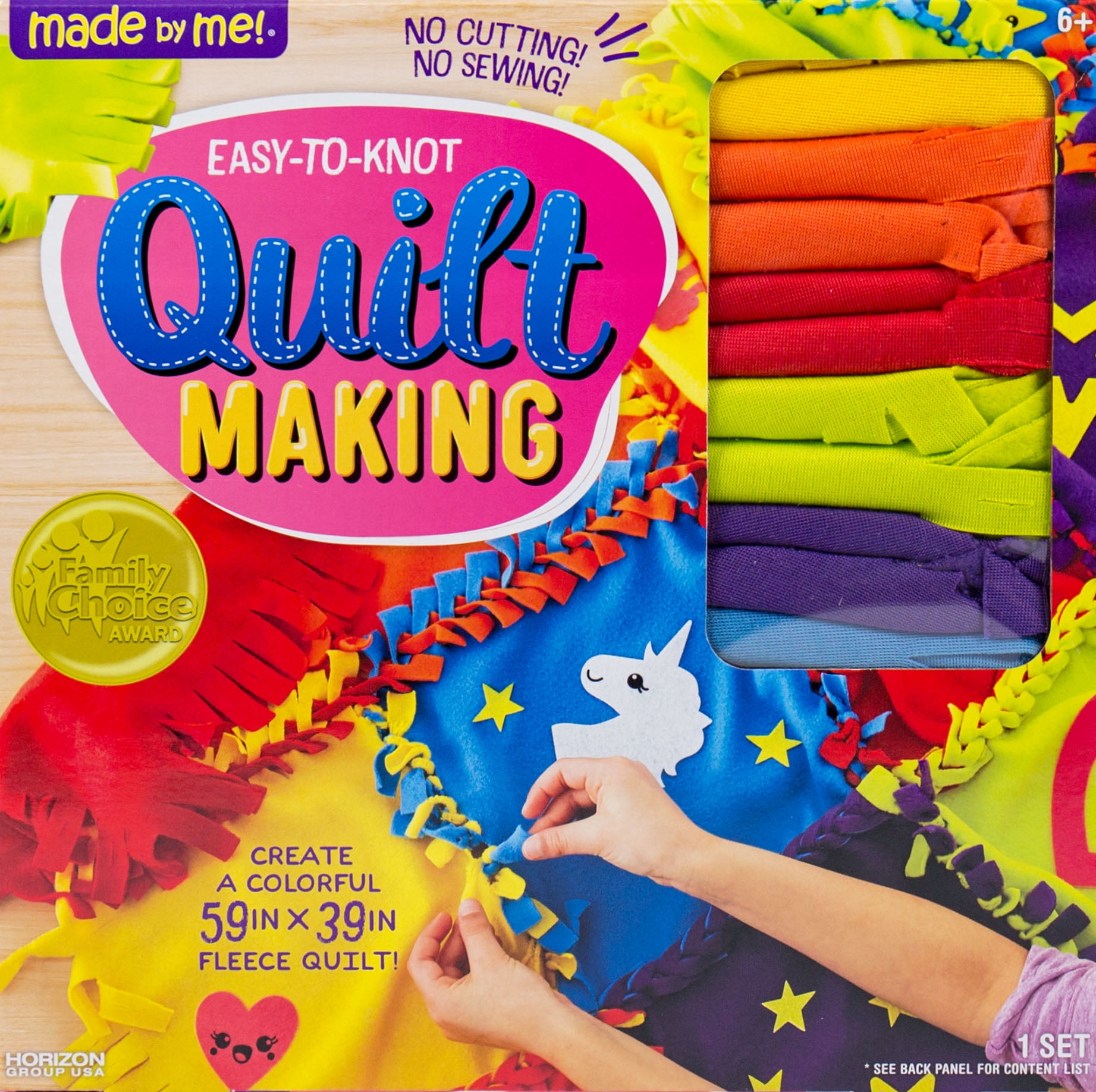 Made By Me Easy-to-Knot Quilt Making Kit, Colorful D.I.Y. Quilt, Art & Craft Kit for Boys & Girls, 6+