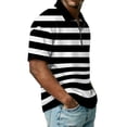 thumbnail image 4 of Mens Polo Shirts Casual Quarter Zipper Striped Golf Shirt Lightweight Short Sleeve T Shirt Classic Business Collared Pullover Tops OIOLOYJM Black 3XL, 4 of 9