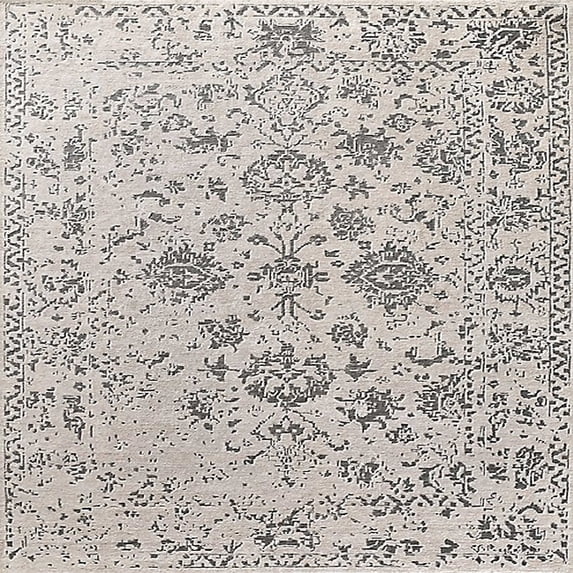 Ahgly Company Indoor Square Mid-Century Modern Granite Gray Oriental Area Rugs, 5' Square