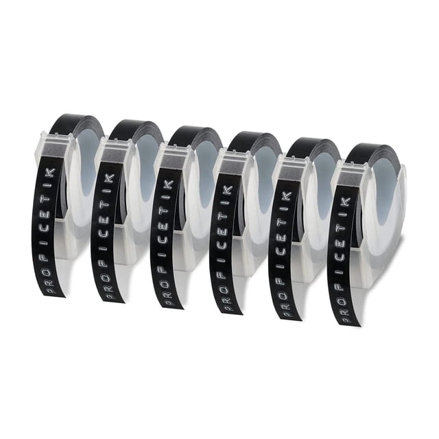 Cinta de Etiquetas de 6 Piezas Compatible con Cinta de Etiquetas en Relieve para Fabricante de Etiquetas 1880 E-101 9Mm X 3Metro