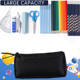 thumbnail image 3 of Estuche para lápices de gran capacidad, estuche para bolígrafos, bolsa de maquillaje, suministros escolares, papelería de oficina, almacenamiento, regalo, negro, 3 of 5