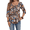 Black, variant on Cuteduck Women Plus Size Printed Tunic 3/4 Sleeve Fall Pleated Round-neck Casual Loose Ruffled Top 1X-5X