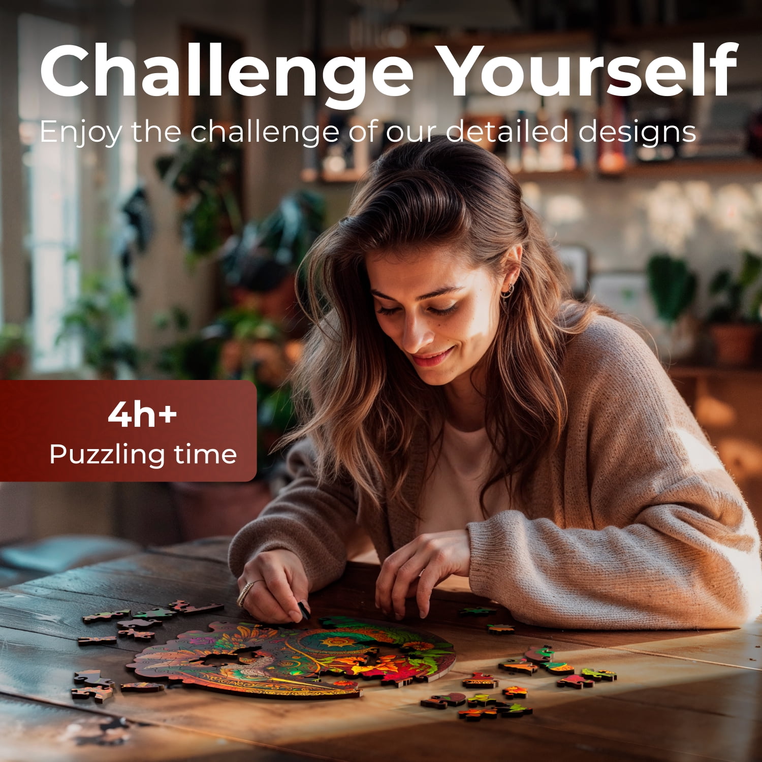 CRAFTHUB Hummingbird Wooden Puzzle for Adults - Wooden Jigsaw Puzzle for Ages 13+, Size: 10.8"x10.9"