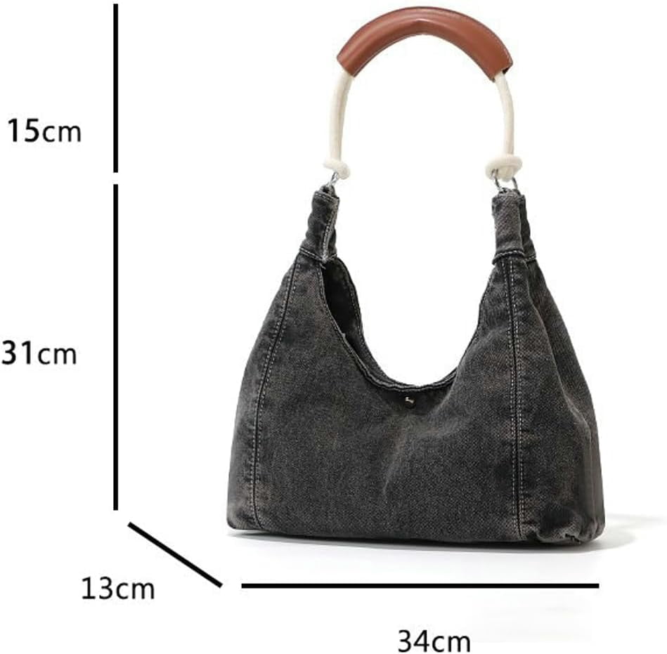 Denim Tote Bag Large Capacity Jean Purses for Women Handbags Soft Shoulder Ladies Purses