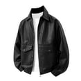 thumbnail image 4 of FYEGRE Men's Versatile Slim Fit Motorcycle Leather Jacket For And All Day Comfortable Wear Black XXXXXXXXL, 4 of 9