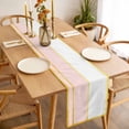 thumbnail image 3 of Modern Pink Gold Table Runner - 72 Inch Long Minimalist Geometric Yellow Striped Cotton and Linen Blended Dress Scarves Farmhouse Table Runner for Kitchen Dining, Coffee Table, 13" x 72", 3 of 8