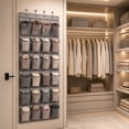 thumbnail image 5 of Over The Door Shoe Storage | Over The Door Shoe Organizer Hanging | Closet Shoe Storage Gray Fabric 64X24 in, 5 of 5