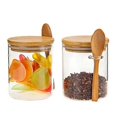 thumbnail image 3 of 2X Glass Food Airtight Jar Twist Lid Kitchen Candy Storage Jar Bamboo Food With Nest, 3 of 5