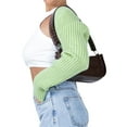 thumbnail image 3 of Gzhioc Patchwork Crop Top Knitted Long Sleeve T Shirt Sun Protection Breathable Cardigan Crochet Tee Summer Patched Tops,S/M/L, 3 of 5