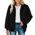 thumbnail image 3 of Stichou Womens Fleece Zip Up Jacket with Pockets Oversized Long Sherpa Hoodie Fuzzy Jackets Warm Teddy Coat Black XL, 3 of 5