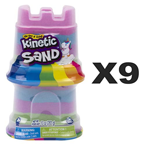Kinetic Sand, 9-Pack Rainbow Unicorn Multi-Color Double Castle Containers, for Kids Aged 3 and Up