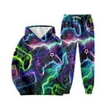 thumbnail image 4 of Utlike Boys Hooded Outfits Sets Long Sleeve Graphic Print Pullover Jogger Pants Casual Tracksuit For Toddler Kids Youth Everyday Wear Size 2 Years-3 Years Multicolour, 4 of 4